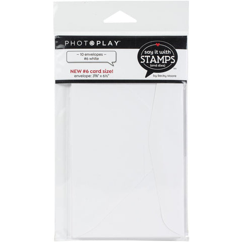 LC PhotoPlay Say It With Stamps Envelopes 10/Pkg #6 White