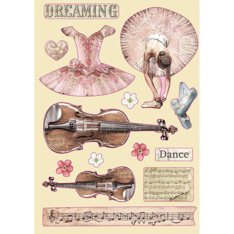 S25 Stamperia Wooden Shapes A5 Violin & Dance, Passion