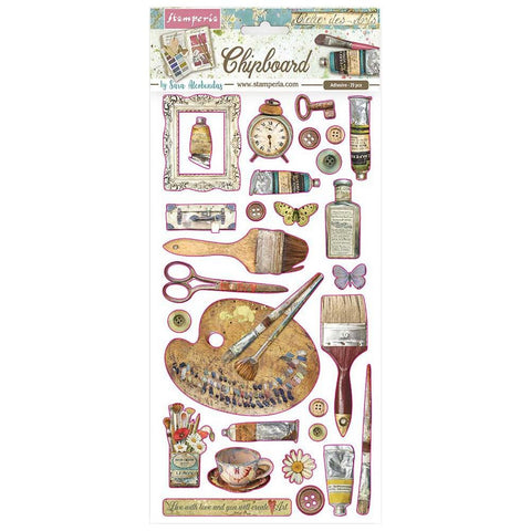 Stamperia Adhesive Chipboard 6"X12" Atelier Decorations