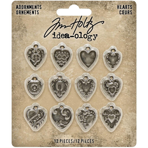 Tim Holtz Idea-Ology - Metal Adornments 12/Pkg Hearts
