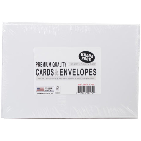 Leader A7 Greeting Cards W/Envelopes (5.25"X7.25") 50/Pkg
