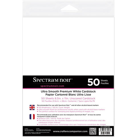 Spectrum Noir Ultra Smooth Premium Cardstock 8.5"X11" 50/Pkg White