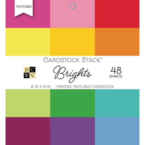 DCWV Single-Sided Cardstock Stack 6"X6" 48/Pkg Brights, 12 Solid Colors/4 Each