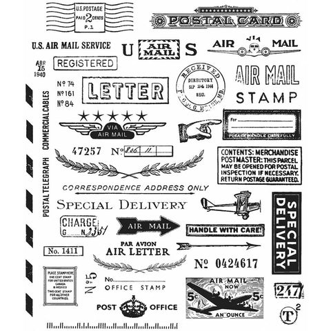 Tim Holtz Cling Stamps 7"X8.5" Correspondence