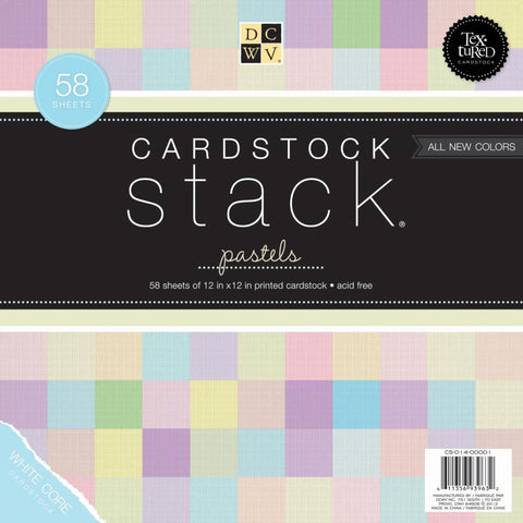 DCWV Single-Sided Cardstock Stack 12"X12" 58/Pkg Pastel, White Core, 29 Colors/2 Each