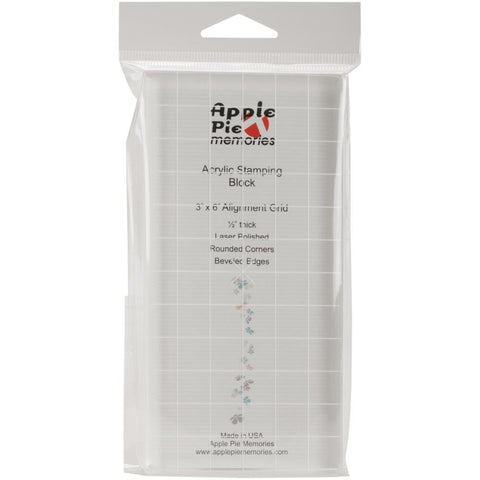 Apple Pie Memories Acrylic Stamp Block W/Alignment Grid 3"X6"X.5"