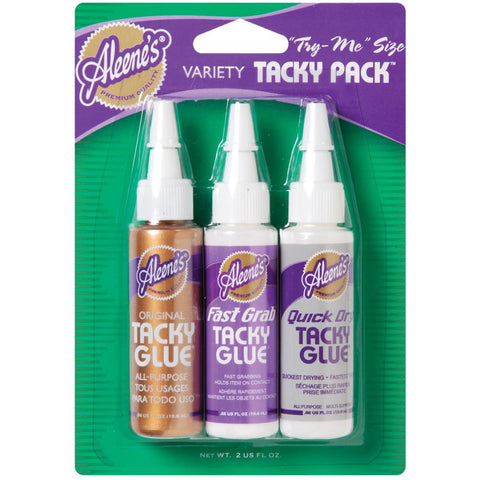Aleene's Try Me Size Tacky Pack .66oz 3/Pkg Original, Fast Grab & Quick Dry