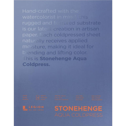 Stonehenge Aqua Block Coldpress Pad 9"X12" 15 Sheets/Pkg White 140lb