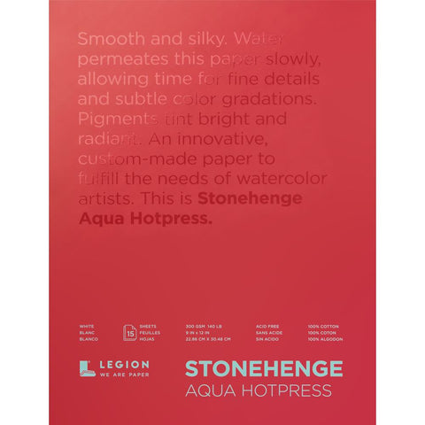 Stonehenge Aqua Block Hotpress Pad 9"X12" 15 Sheets/Pkg White 140lb