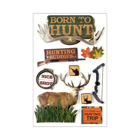 Paper House 3D Stickers 4.5"X7.5" Born To Hunt