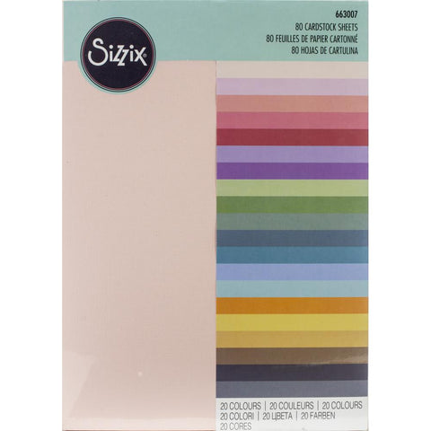 Sizzix Textured Cardstock Sheets A4 80/Pkg Assorted Colors