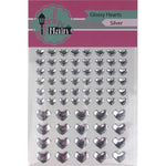 Pink & Main Glossy Adhesive Enamel Hearts 68/Pkg Silver