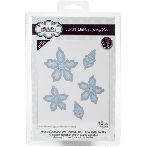 S40 Creative Expressions Festive Craft Dies By Sue Wilson Triple Layer-Poinsettia