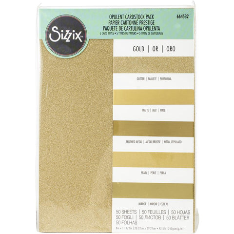 Sizzix Surfacez Opulent Cardstock Pack 8"X11.5" 50/Pkg Gold