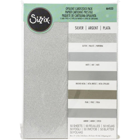 Sizzix Surfacez Opulent Cardstock Pack 8"X11.5" 50/Pkg Silver