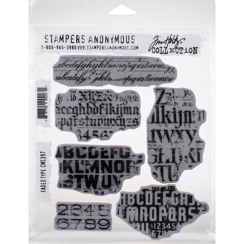 Tim Holtz Cling Stamps 7"X8.5" Faded Type
