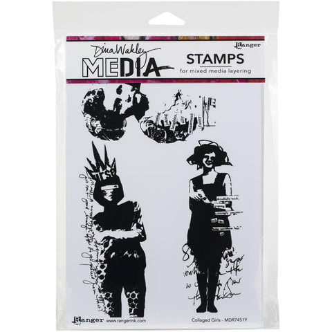Dina Wakley Media Cling Stamps 6"X9" Collaged Girls