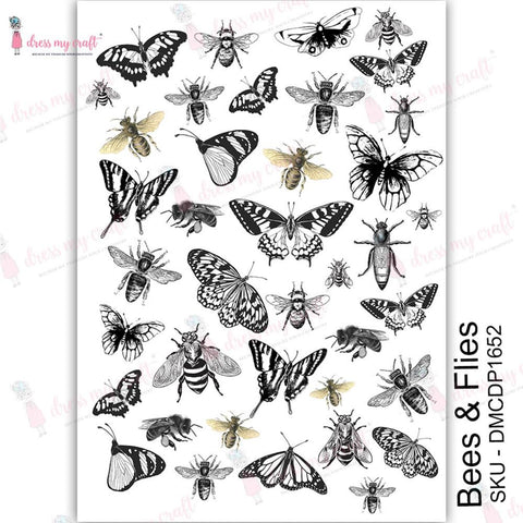 Dress My Craft Transfer Me Sheet A4 Bees & Flies