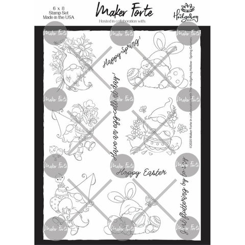 Maker Forte Clear Stamps By Hedgehog Hollow 6"X8" Spring Gnomes