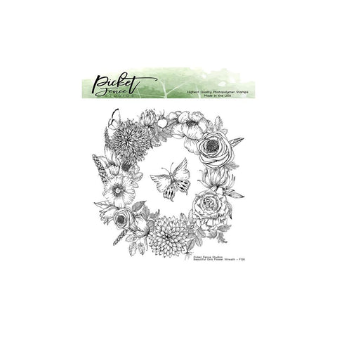 Picket Fence Studios 6"X6" Stamp Set Beautiful Girls Flower Wreath
