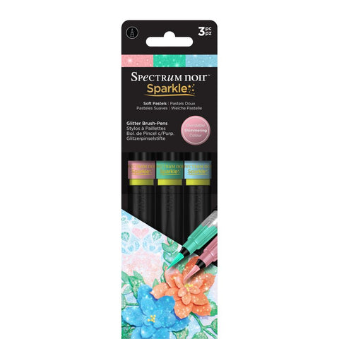 Spectrum Noir Sparkle Glitter Brush Pens 3/Pkg Soft Pastels
