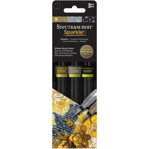 Spectrum Noir Sparkle Glitter Brush Pens 3/Pkg Metallics