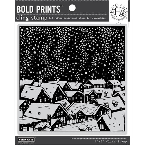 LC Hero Arts Background Cling Stamp Snowy Rooftops Bold Prints