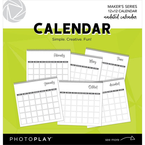 PhotoPlay Undated Spiral Bound Calendar 12"X12"