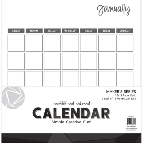 PhotoPlay Undated Calendar 12"X12"