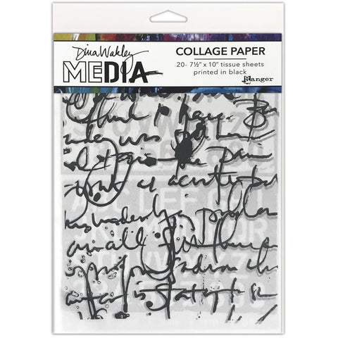 Dina Wakley Media Collage Tissue Paper 7.5"X10" 20/Pkg Text Collage
