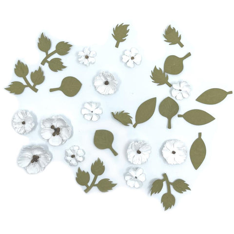 49 And Market Rustic Blooms Paper Flowers 28/Pkg White Heron