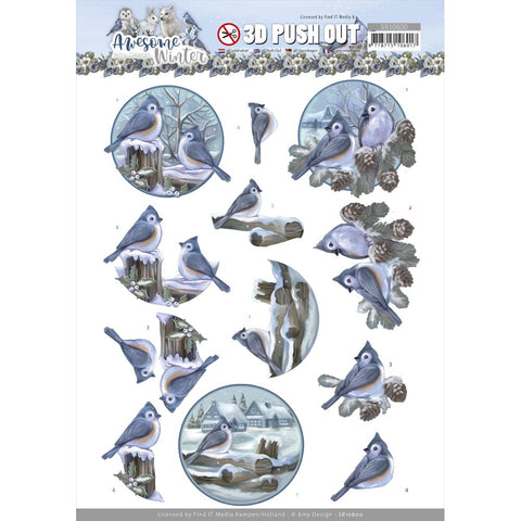 Find It Trading Amy Design Punchout Sheet Winter Birds, Awesome Winter