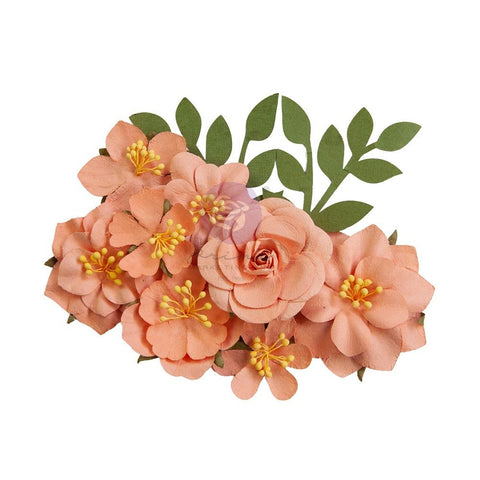 Prima Marketing Mulberry Paper Flowers Orange Blossom/Painted Floral