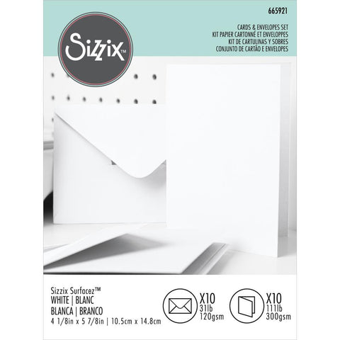 Sizzix Surfacez Card & Envelope Pack A6 10/Pkg White
