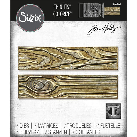 Sizzix Thinlits Dies By Tim Holtz 7/Pkg Woodgrain Colorize