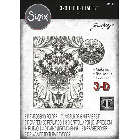 Sizzix 3D Texture Fades Embossing Folder By Tim Holtz Damask