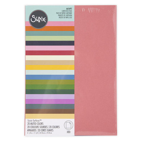 Sizzix Surfacez Cardstock Pack 8"X11.5" 80/Pkg Muted, 20 Colors