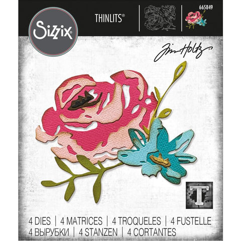 Sizzix Thinlits Dies By Tim Holtz 4/Pkg Brushstroke Flowers #4