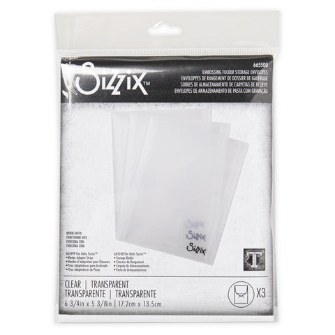 Sizzix Plastic Storage Envelopes 3/Pkg By Tim Holtz For Embossing Folders