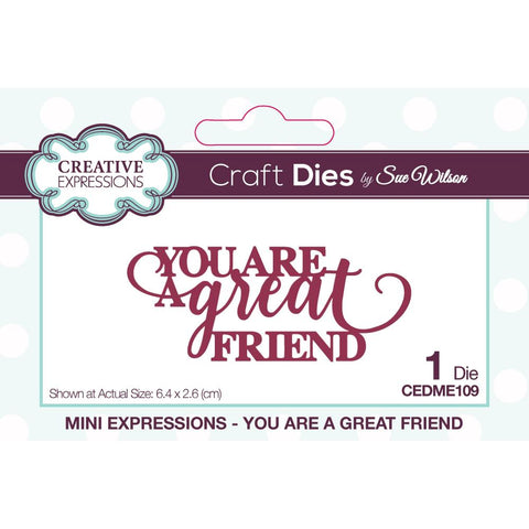 Creative Expressions Craft Dies By Sue Wilson Mini Sentiments You Are A Great Friend