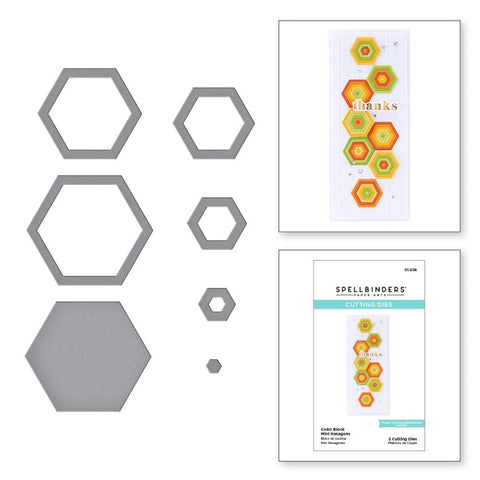 Spellbinders Etched Dies Mini Hexagons -Color Block