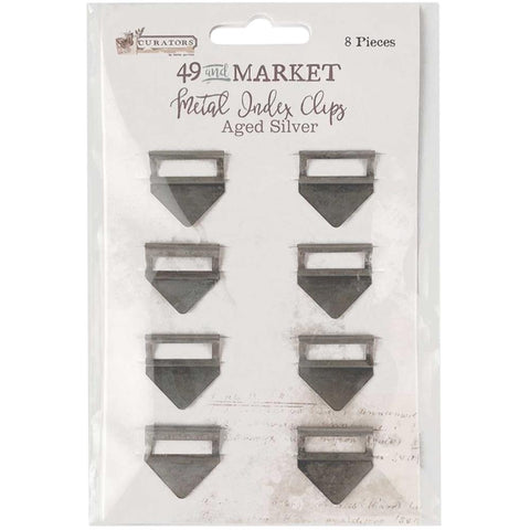49 And Market Curators Essential Metal Index Clips 8/Pkg Aged Silver