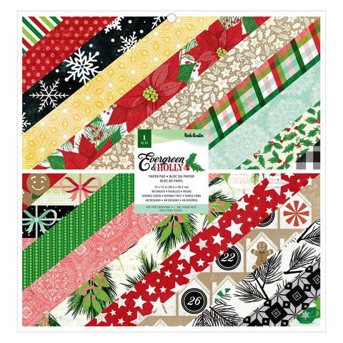 Vicki Boutin Double-Sided Paper Pad 12"X12" 48/Pkg Evergreen & Holly