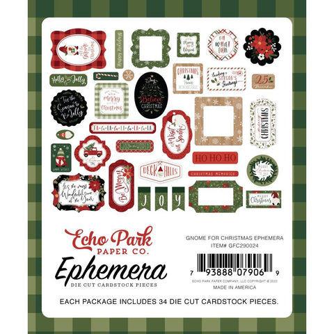 Echo Park Cardstock Ephemera 33/Pkg - Icons, Gnome For Christmas