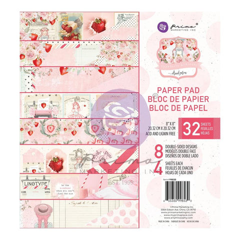 Prima Marketing Double-Sided Paper Pad 8"X8" 32/Pkg - Strawberry Milkshake