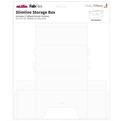 Totally-Tiffany Fab File Slimline Storage Box 3.5"X5"X10" W/5 Tabbed Dividers