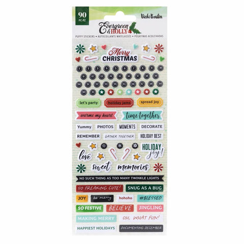 LC Vicki Boutin Evergreen & Holly Puffy Stickers 90/Pkg