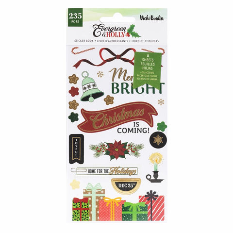 Vicki Boutin Evergreen & Holly Sticker Book W/Gold Foil Accents 235/Pkg