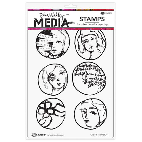 Dina Wakley Media Cling Stamps 6"X9" Circled
