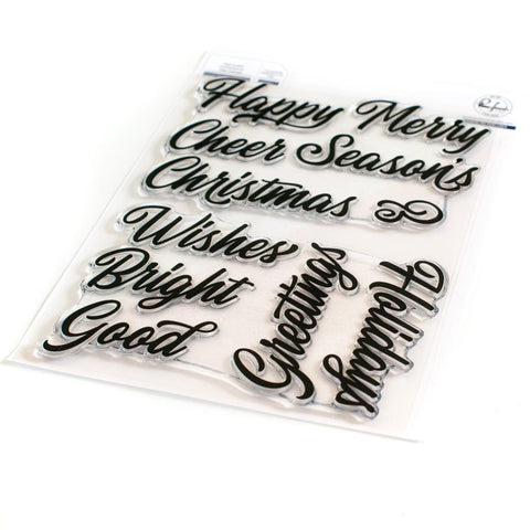 Pinkfresh Studio Clear Stamp Set 6"X8" Brushed Sentiments Holiday